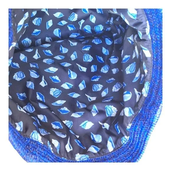 Vera Bradley Large Bag North South Straw Tote Blue Lyst Beach Bag Embroidered - Picture 13 of 15